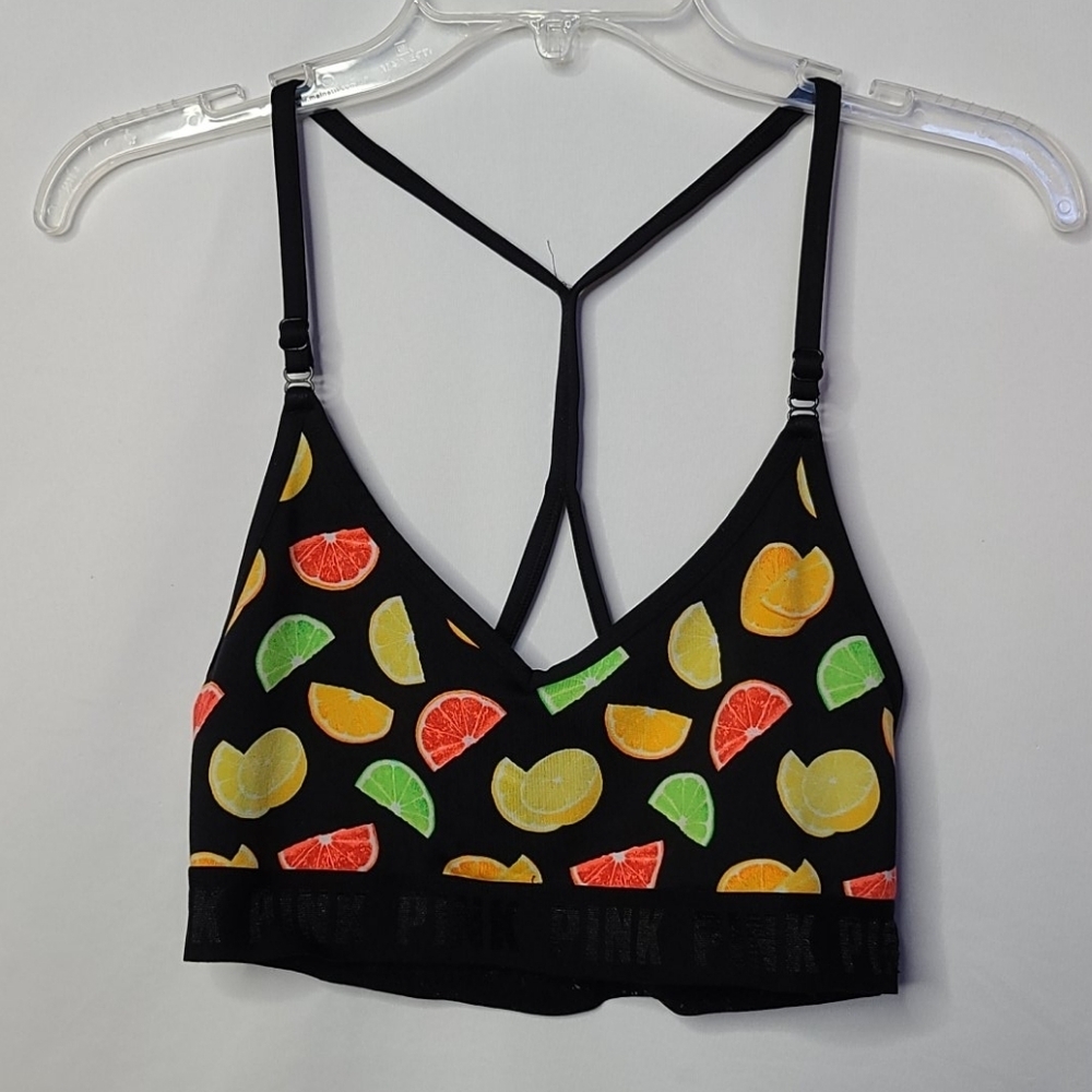 Victoria Secret Pink strappy back fruit sports bra size Small